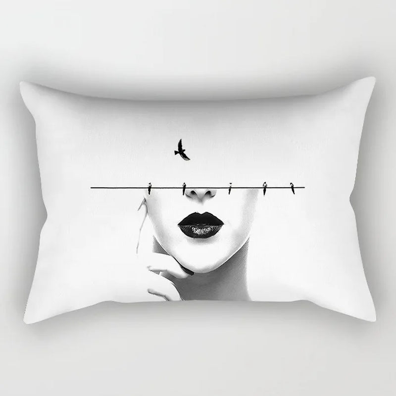 30X50CM Black & White Waist Pillows Case Hot Modern Nordic Geometric Print Cushion Case Livingroom Sofa Bed Decorative Pillows