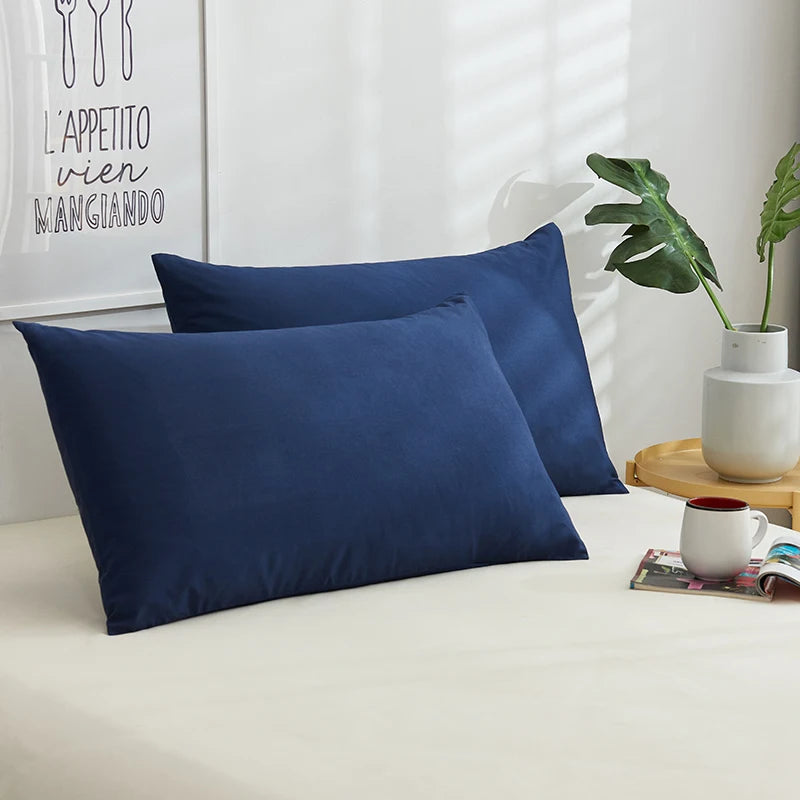 1Pc 100% Cotton Solid Color Pillow Cover 50*70Cm Rectangular Pink/Blue/Grey Pillowcase Bedding Pillow Case