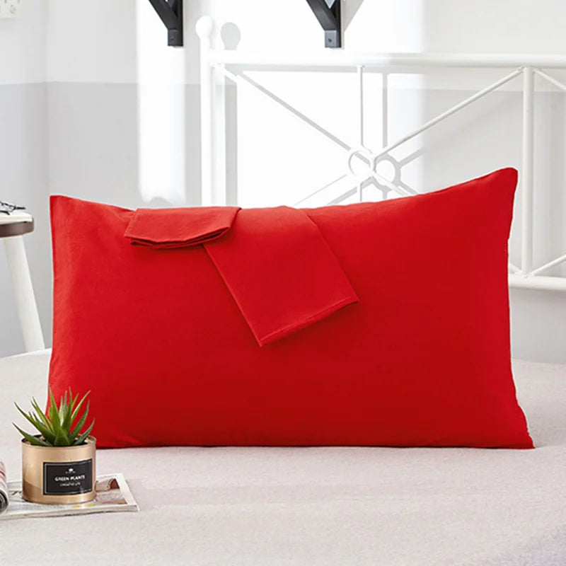 1Pc 100% Cotton Solid Color Pillow Cover 50*70Cm Rectangular Pink/Blue/Grey Pillowcase Bedding Pillow Case