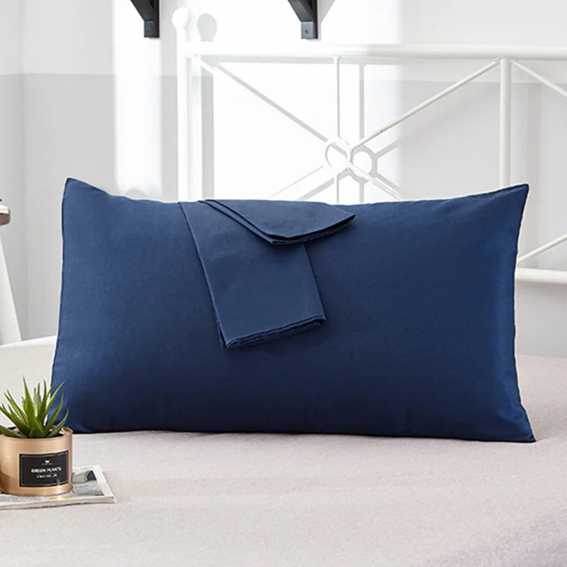 1Pc 100% Cotton Solid Color Pillow Cover 50*70Cm Rectangular Pink/Blue/Grey Pillowcase Bedding Pillow Case