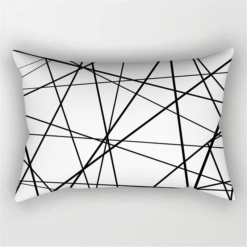 30X50CM Black & White Waist Pillows Case Hot Modern Nordic Geometric Print Cushion Case Livingroom Sofa Bed Decorative Pillows
