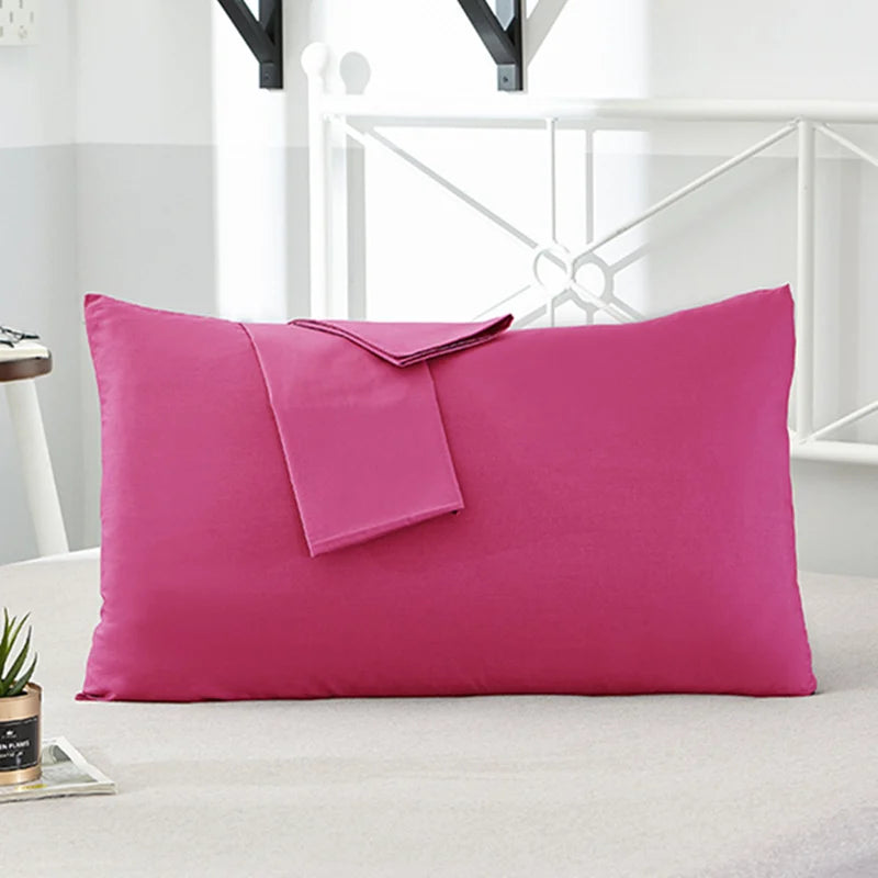 1Pc 100% Cotton Solid Color Pillow Cover 50*70Cm Rectangular Pink/Blue/Grey Pillowcase Bedding Pillow Case