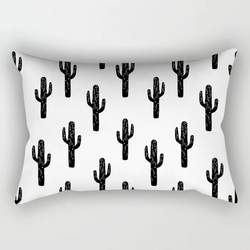 30X50CM Black & White Waist Pillows Case Hot Modern Nordic Geometric Print Cushion Case Livingroom Sofa Bed Decorative Pillows